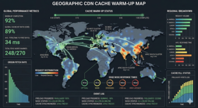 CDN cache warm map with regional request distribution